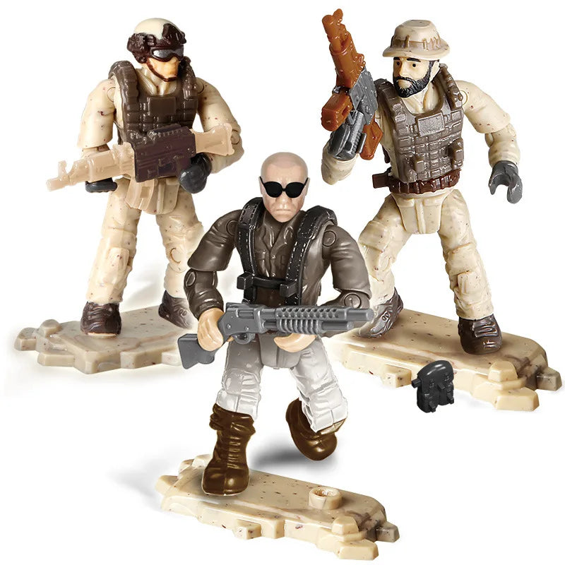 KTX-148563 Mixed Special Forces Action Figures Set with Military Accessories - 6-Piece Toy Soldier Collection for Ages 4+