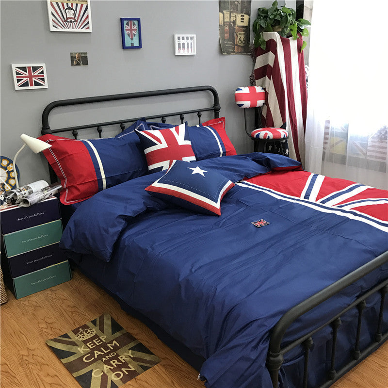 KTX-148819 British Cotton Four-Piece Bedding Set - 1.2 Bed Size (Quilt Cover 160x210cm)