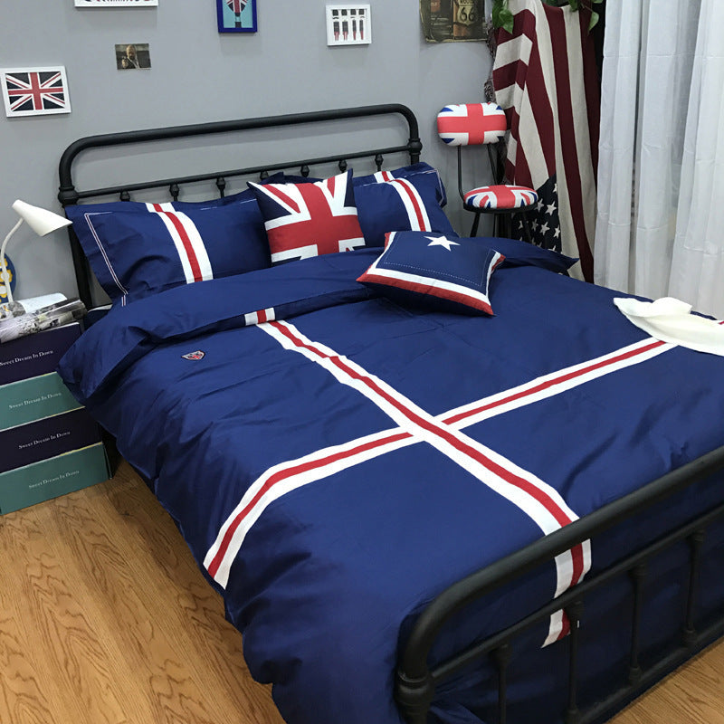 KTX-148819 British Cotton Four-Piece Bedding Set - 1.2 Bed Size (Quilt Cover 160x210cm)