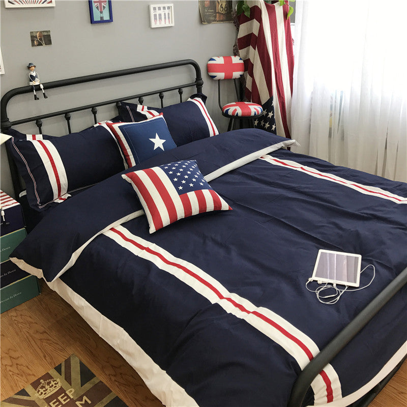 KTX-148819 British Cotton Four-Piece Bedding Set - 1.2 Bed Size (Quilt Cover 160x210cm)