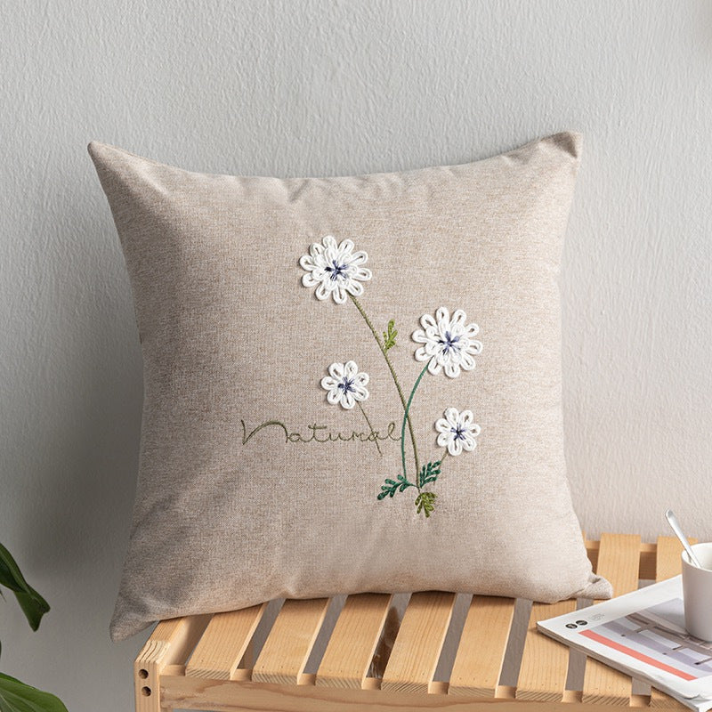 KTX-148883 Handmade Retro Double-Faced Plush Cushion Cover with Floral Design, 45x45 cm