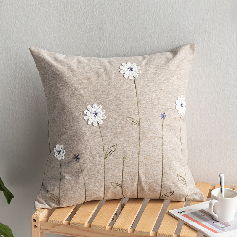KTX-148883 Handmade Retro Double-Faced Plush Cushion Cover with Floral Design, 45x45 cm