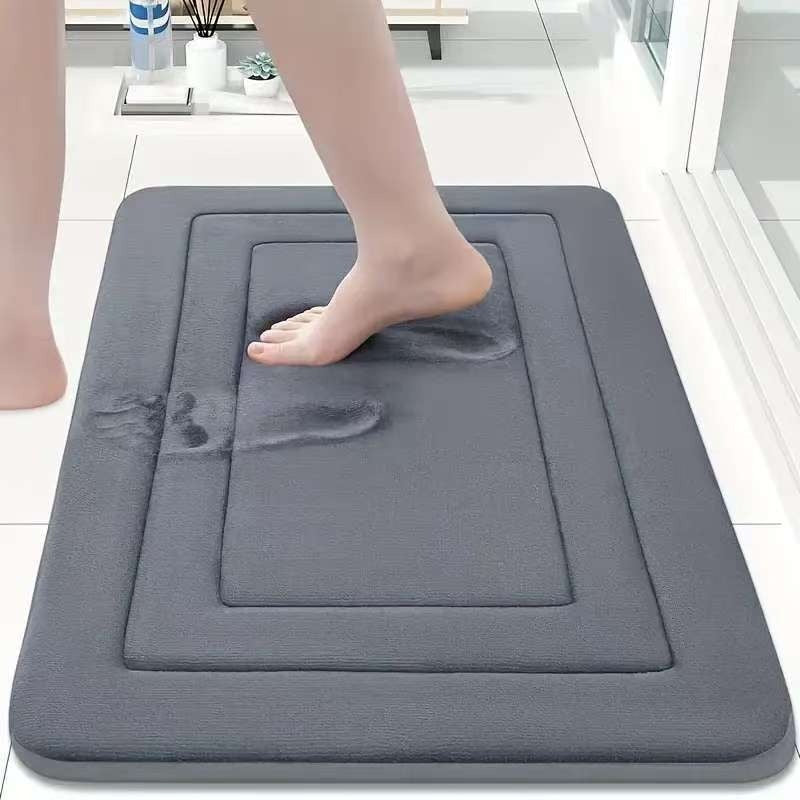 KTX-149395 Thickened Memory Foam Anti-Slip Coral Velvet Bathroom Mat for Entrance
