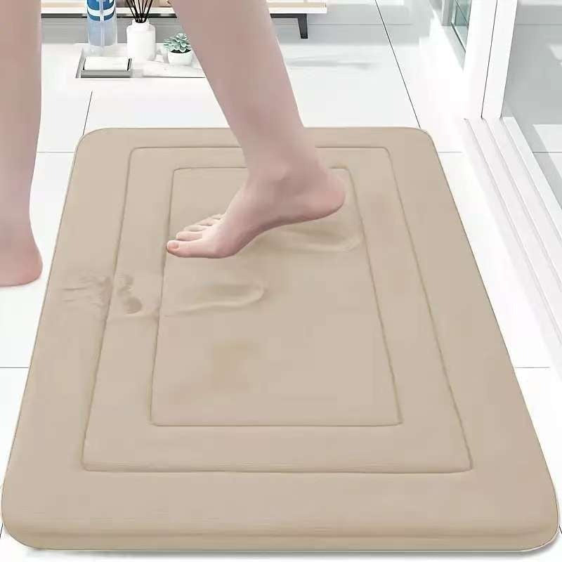 KTX-149395 Thickened Memory Foam Anti-Slip Coral Velvet Bathroom Mat for Entrance