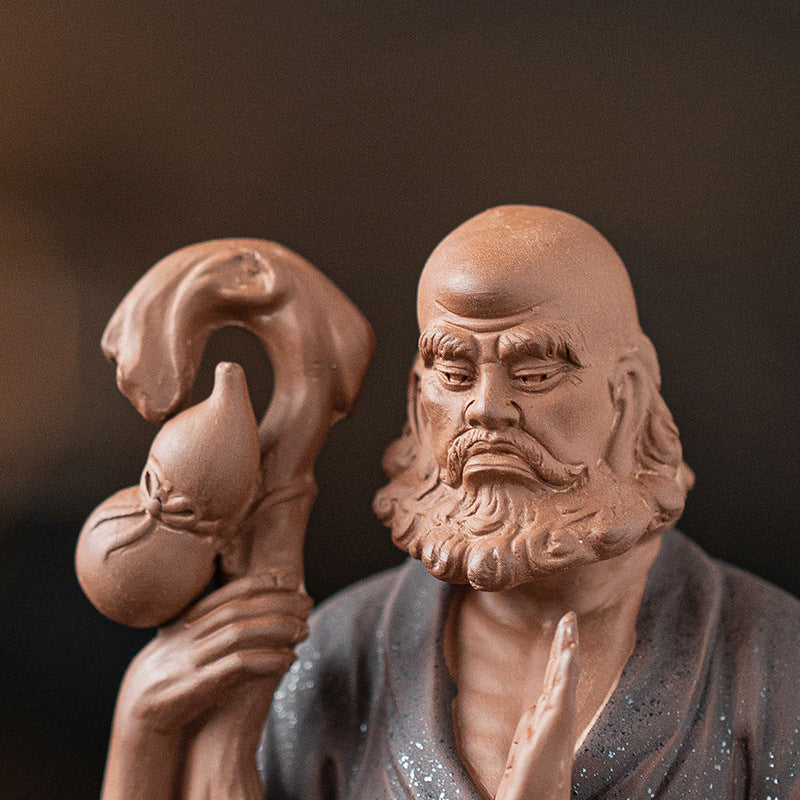KTX-149907 Zen-Inspired Ceramic Ancestor Ornament - Crossing the River by Bodhidharma in Dujiang DALMORE-Black