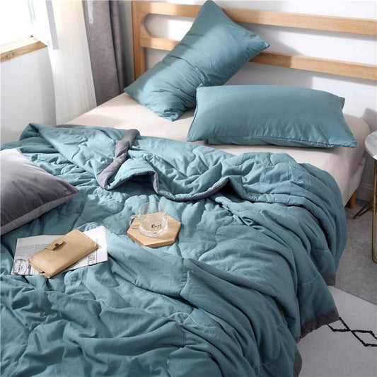 KTX-149971 Washed Summer Quilt - Soft Polyester Fiber, Available in Multiple Sizes and Colors