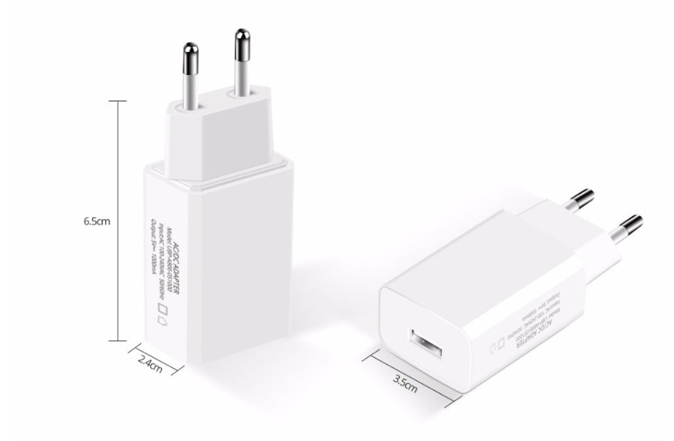 KTX-150035 5V 1000mA European Standard USB Power Charger for Tablets, LED Displays, and Small Electronics