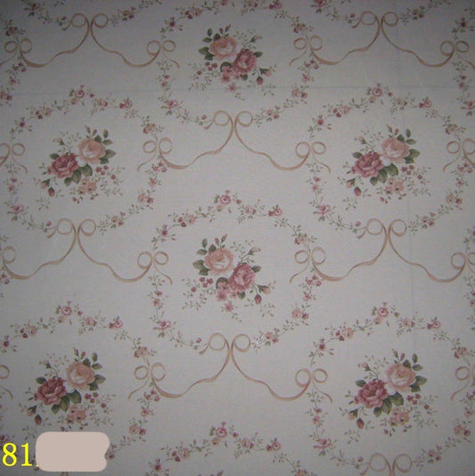 KTX-150035 Coffee Heart Shape Floral Print Peach Skin Polyester Fabric, 150cm Width, 80-90g Weight, Ideal for Crafts and Home Decor