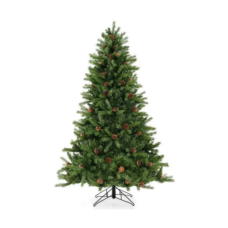 KTX-150739 6/7 FT Artificial Christmas Tree with Pine Cones and Adjustable Brightness Features
