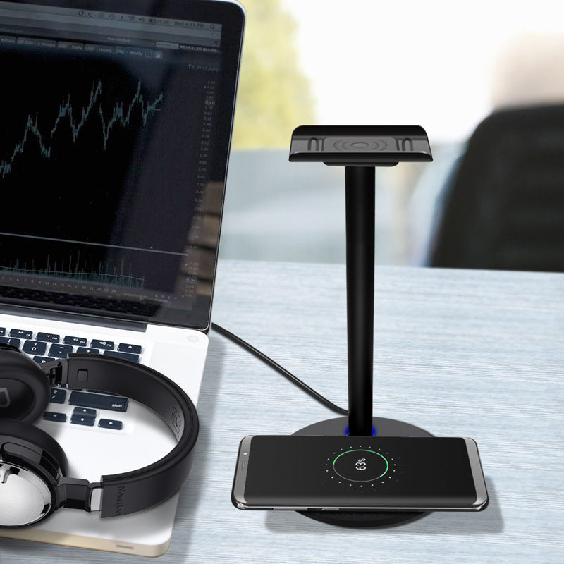 KTX-151187 Wireless Charging Headset Stand - Aluminum & TPU Design with 5W/7.5W/10W Power Output