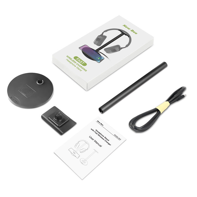 KTX-151187 Wireless Charging Headset Stand - Aluminum & TPU Design with 5W/7.5W/10W Power Output