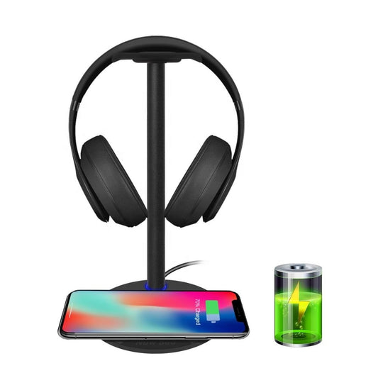 KTX-151187 Wireless Charging Headset Stand - Aluminum & TPU Design with 5W/7.5W/10W Power Output