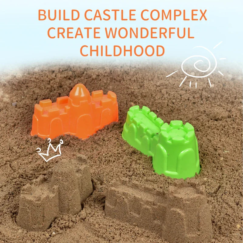 KTX-151379 Creative Sand Beach Toy Set for Kids - 5pcs ABS Plastic Truck, Car, and Castle Molds