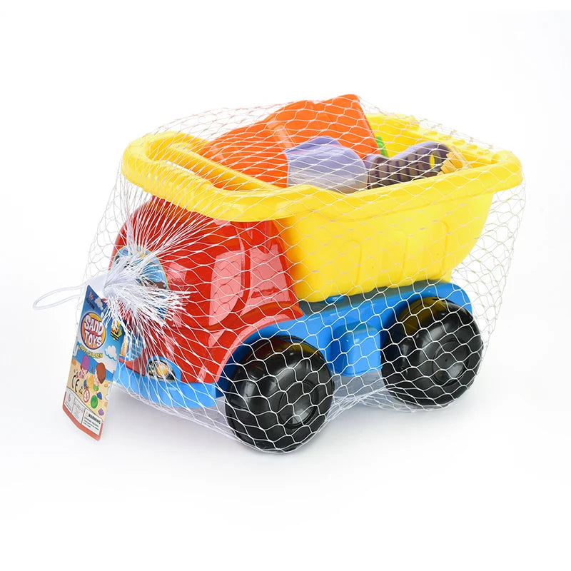 KTX-151379 Creative Sand Beach Toy Set for Kids - 5pcs ABS Plastic Truck, Car, and Castle Molds