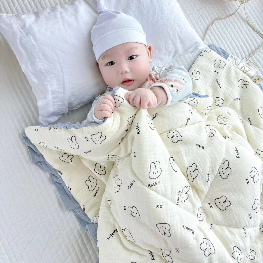 KTX-151699 Cozy Ruffled Cotton Quilt for Kids - Autumn & Winter Designs, 100x100cm