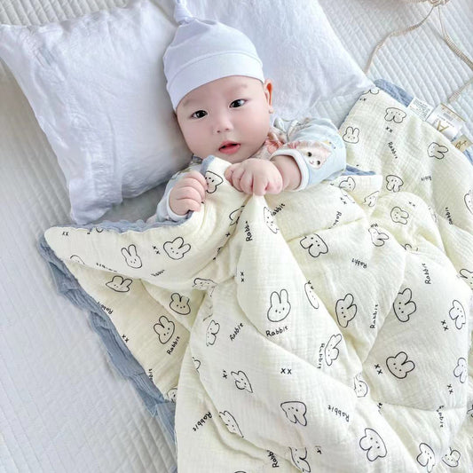 KTX-151699 Cozy Ruffled Cotton Quilt for Kids - Autumn & Winter Designs, 100x100cm