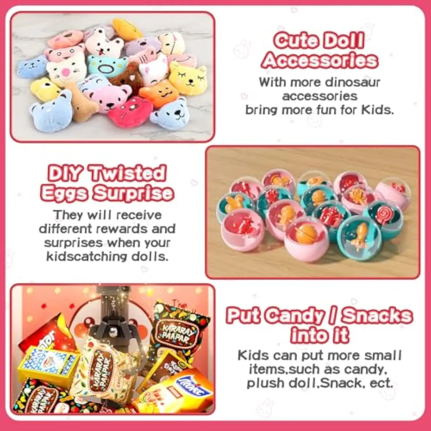 KTX-151955 Mini Electric Claw Machine for Kids - Candy Vending Grabber with Lights and Sounds