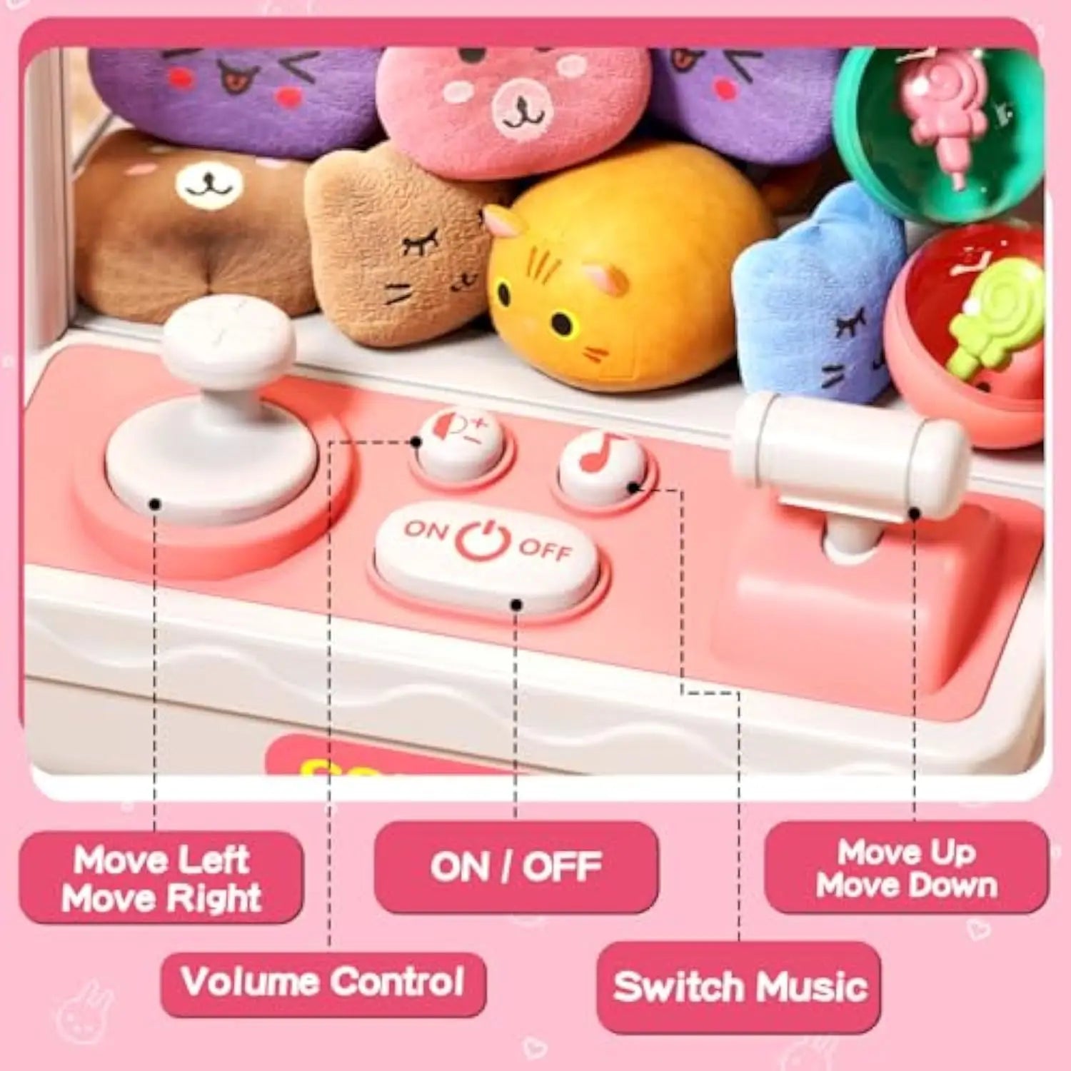 KTX-151955 Mini Electric Claw Machine for Kids - Candy Vending Grabber with Lights and Sounds