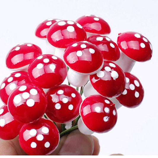 KTX-152211 Small Red Moss Mushroom Decoration Simulation for Miniature Gardens