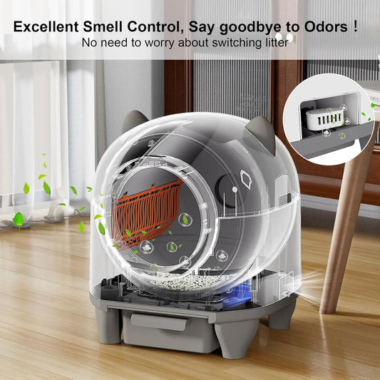 KTX-152723 Intelligent Self-Cleaning Cat Litter Box with Anti-Pinch Safety and App Connectivity, 80L Capacity