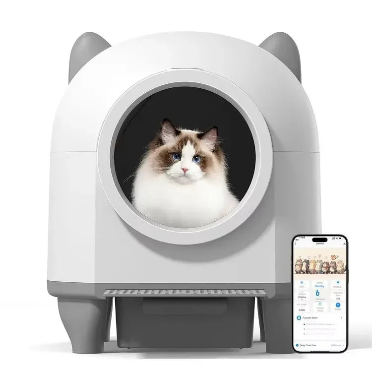 KTX-152723 Intelligent Self-Cleaning Cat Litter Box with Anti-Pinch Safety and App Connectivity, 80L Capacity