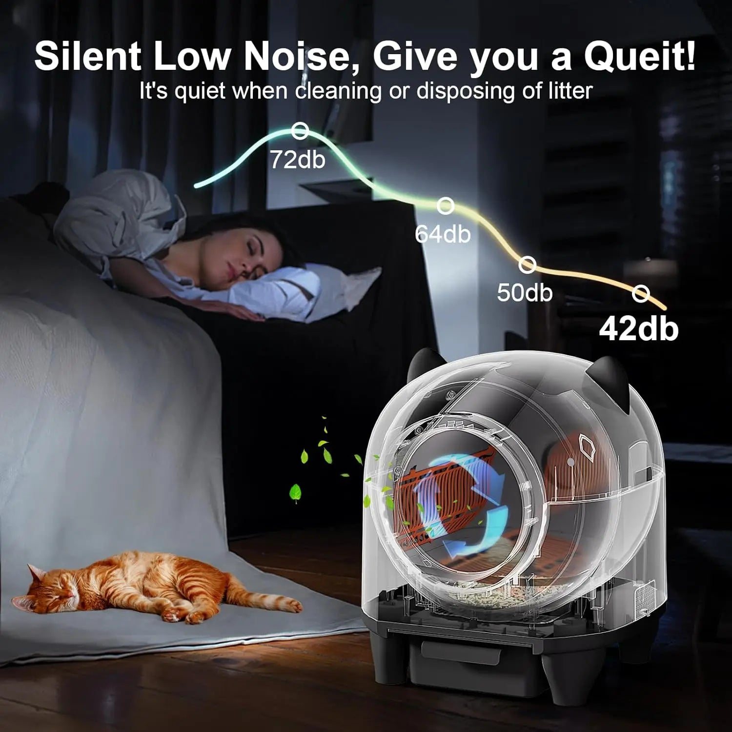 KTX-152723 Intelligent Self-Cleaning Cat Litter Box with Anti-Pinch Safety and App Connectivity, 80L Capacity