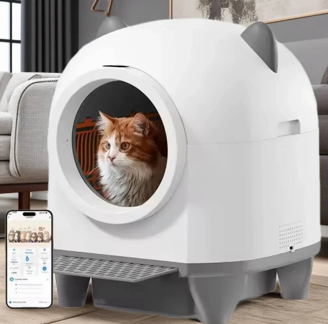 KTX-152723 Intelligent Self-Cleaning Cat Litter Box with Anti-Pinch Safety and App Connectivity, 80L Capacity