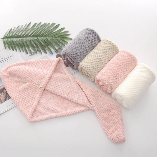 KTX-152851 Coral Velvet Pineapple Grid Dry Hair Cap in Multiple Colors