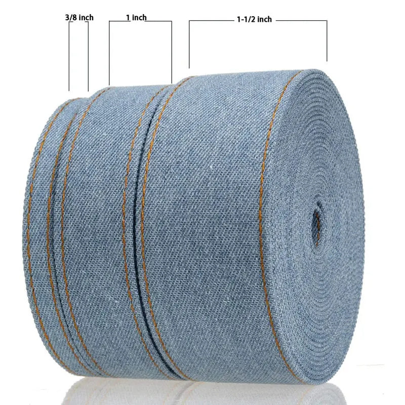 KTX-153107 Denim Ribbon for Hair Accessories and Bowknot Crafting - 1m Length, Multiple Width Options