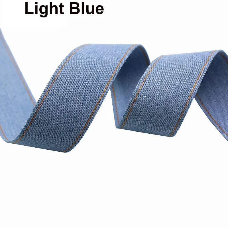 KTX-153107 Denim Ribbon for Hair Accessories and Bowknot Crafting - 1m Length, Multiple Width Options