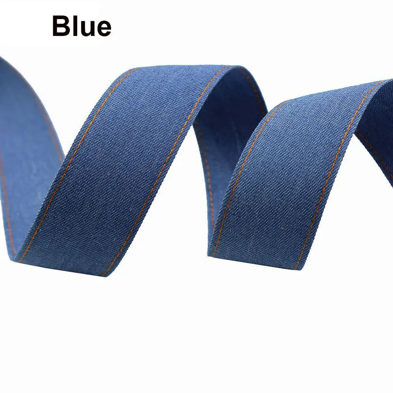 KTX-153107 Denim Ribbon for Hair Accessories and Bowknot Crafting - 1m Length, Multiple Width Options
