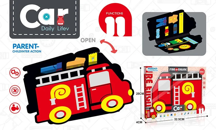 KTX-153107 Educational Fire Truck Learning Board for Babies – Montessori-Inspired Plastic Toy