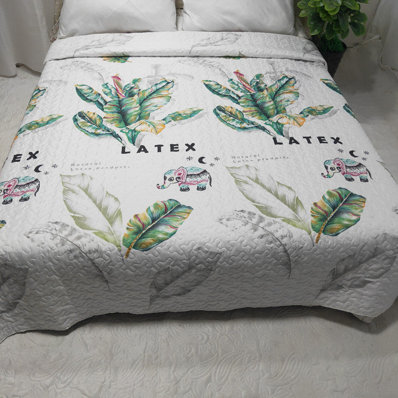 KTX-153747 Cooling Summer Quilt - Plush Polyester Cotton Bed Cover with Floral Pattern, 220x240CM