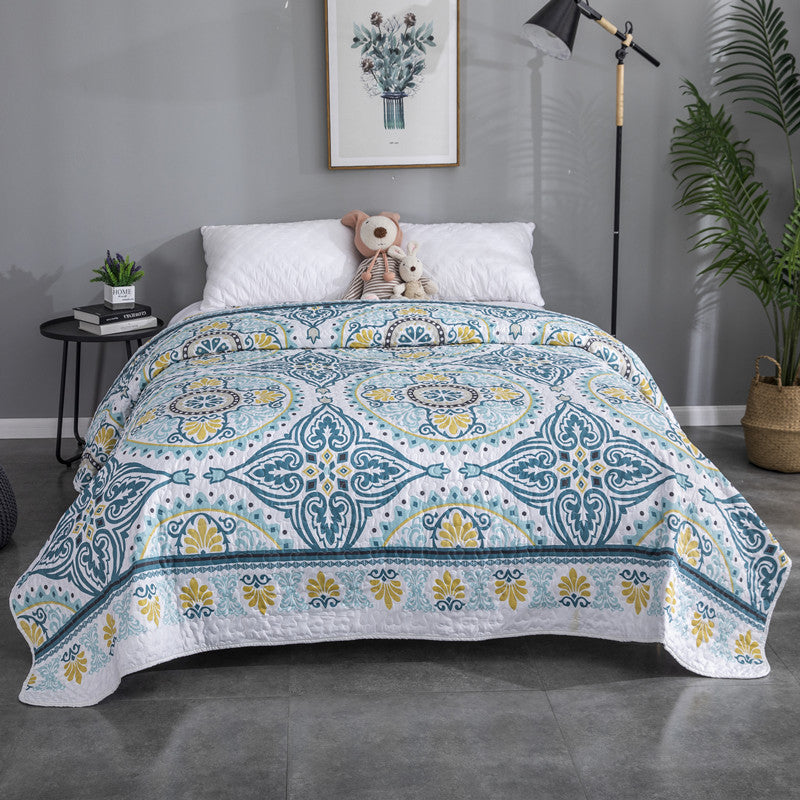 KTX-153747 Cooling Summer Quilt - Plush Polyester Cotton Bed Cover with Floral Pattern, 220x240CM