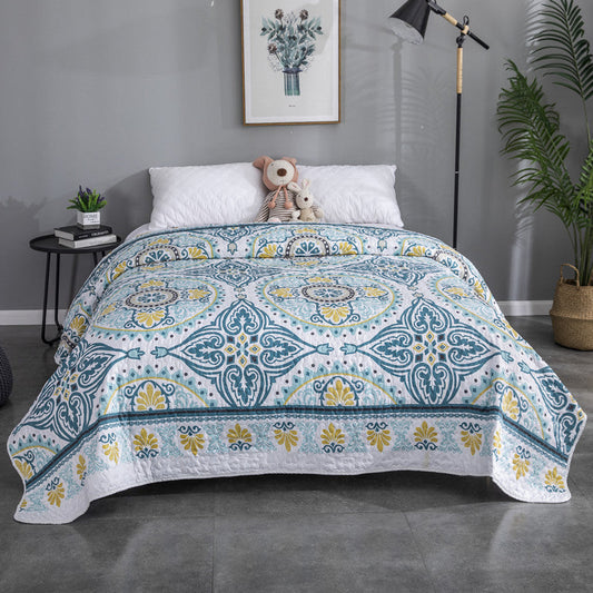 KTX-153747 Cooling Summer Quilt - Plush Polyester Cotton Bed Cover with Floral Pattern, 220x240CM
