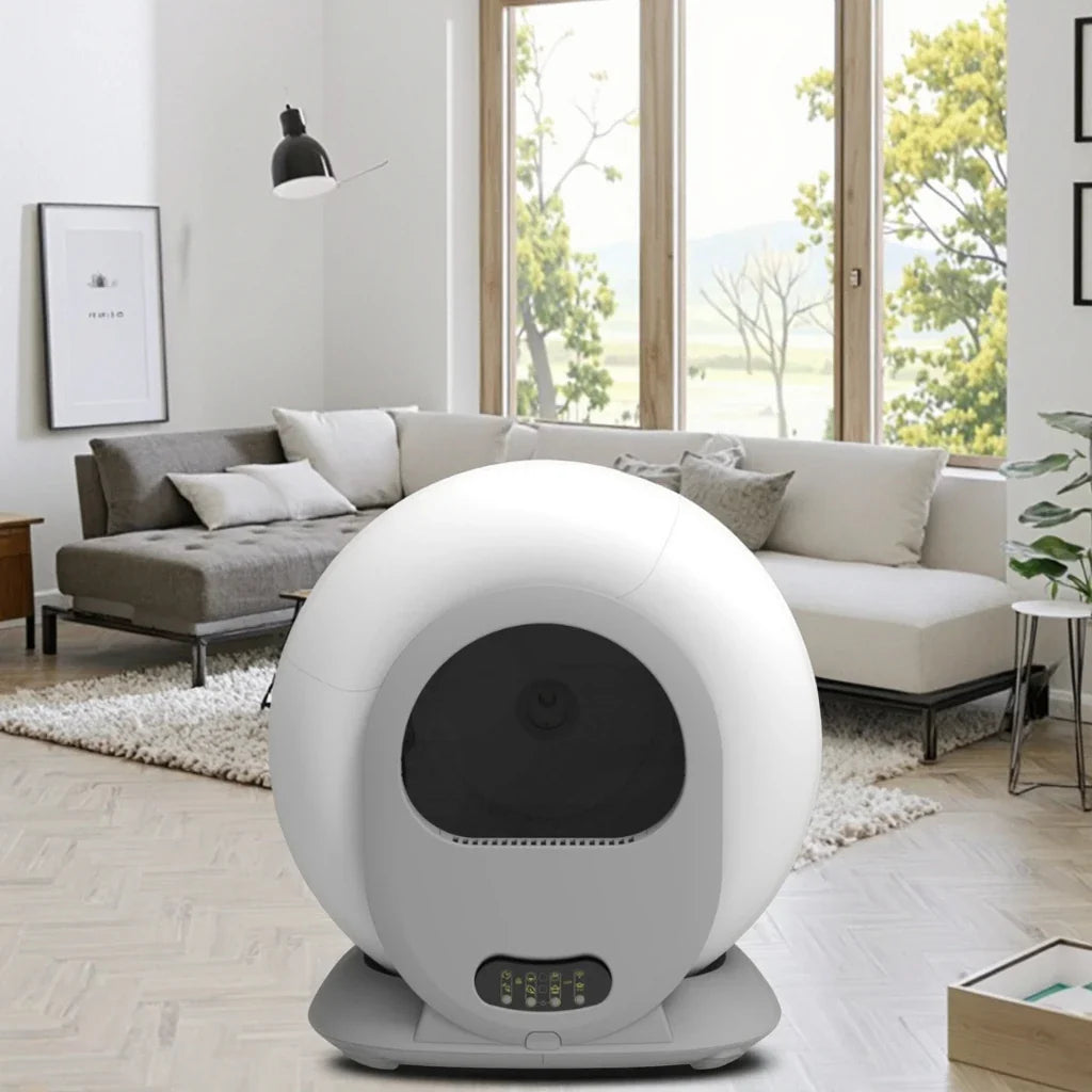 KTX-153875 Large Capacity 65L Semi-Enclosed Cat Litter Box with Easy Clean Stainless Steel and Plastic Design