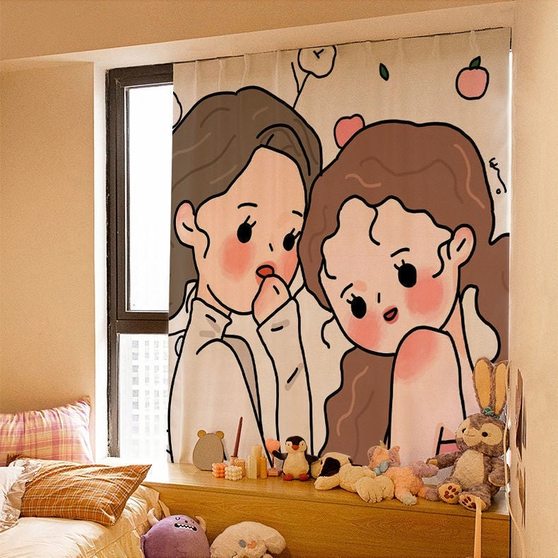 KTX-154131 Korean Style Velcro Curtain - Modern Simple Design with Various Patterns and Colors in Polyester