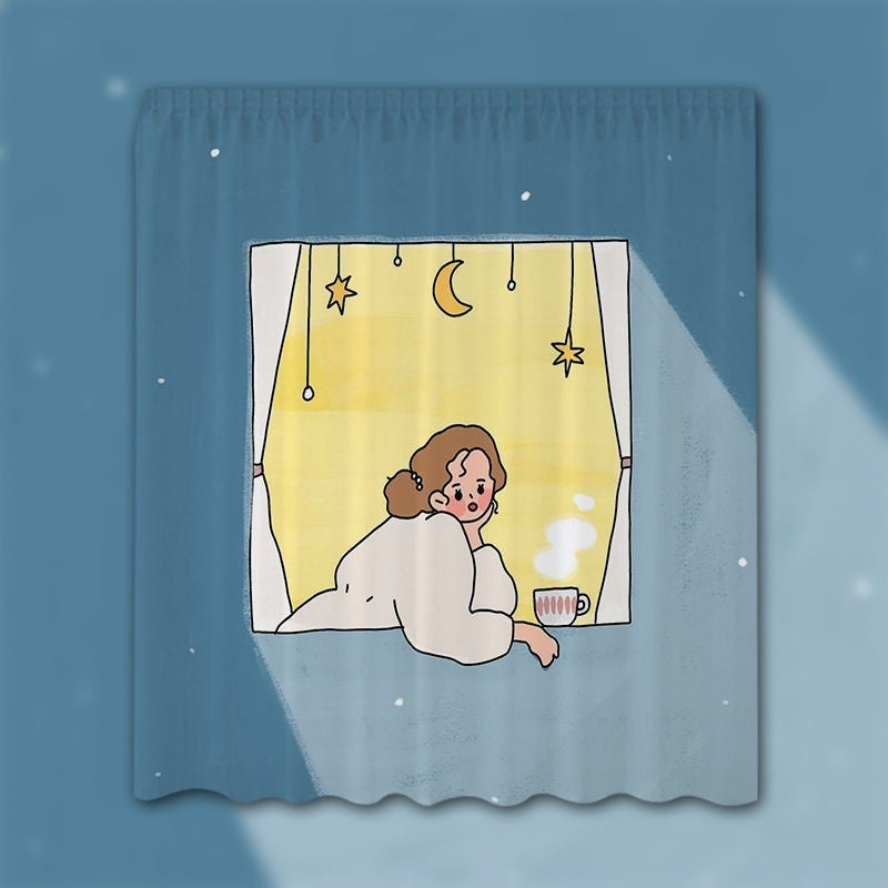 KTX-154131 Korean Style Velcro Curtain - Modern Simple Design with Various Patterns and Colors in Polyester