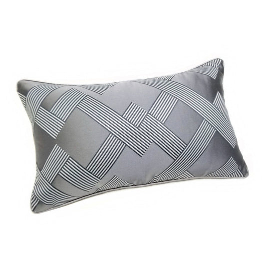 KTX-154259 Dark Gray Geometric Jacquard Cushion, Modern Design 30x50CM, Soft PP Cotton Filling