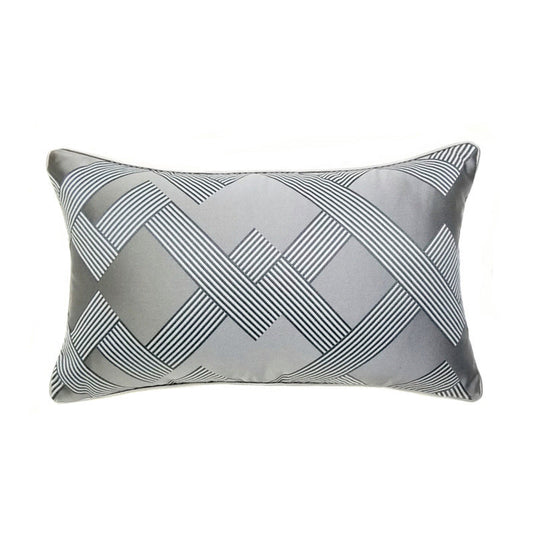 KTX-154259 Dark Gray Geometric Jacquard Cushion, Modern Design 30x50CM, Soft PP Cotton Filling