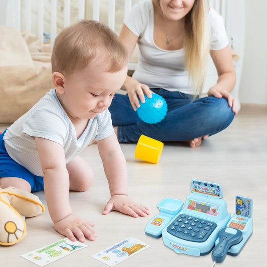 KTX-154259 Kids Supermarket Checkout Counter Cash Register Toy – Interactive Playset for Ages 7M-6Y