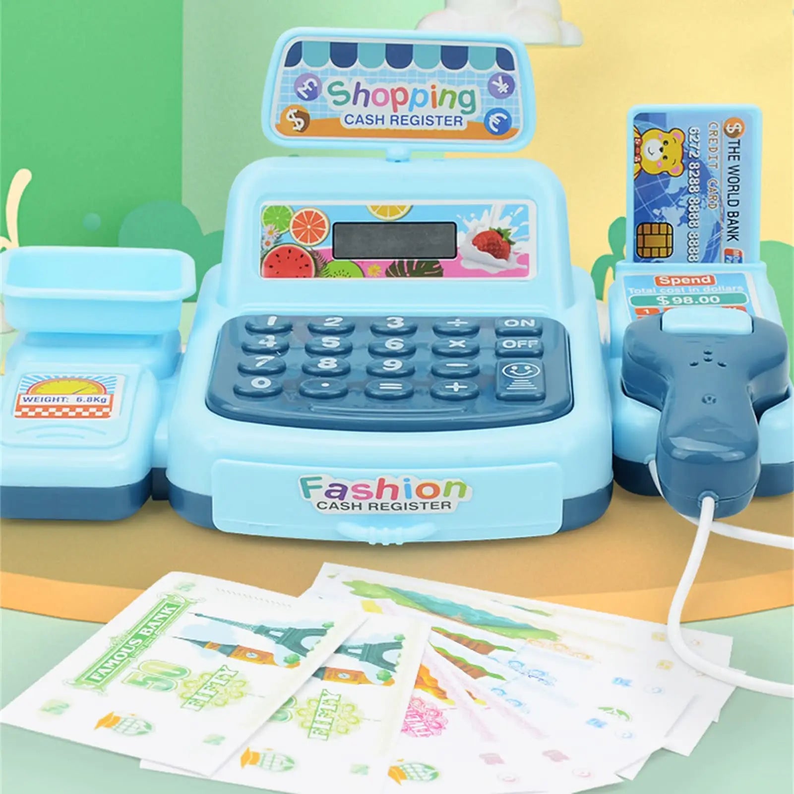 KTX-154259 Kids Supermarket Checkout Counter Cash Register Toy – Interactive Playset for Ages 7M-6Y