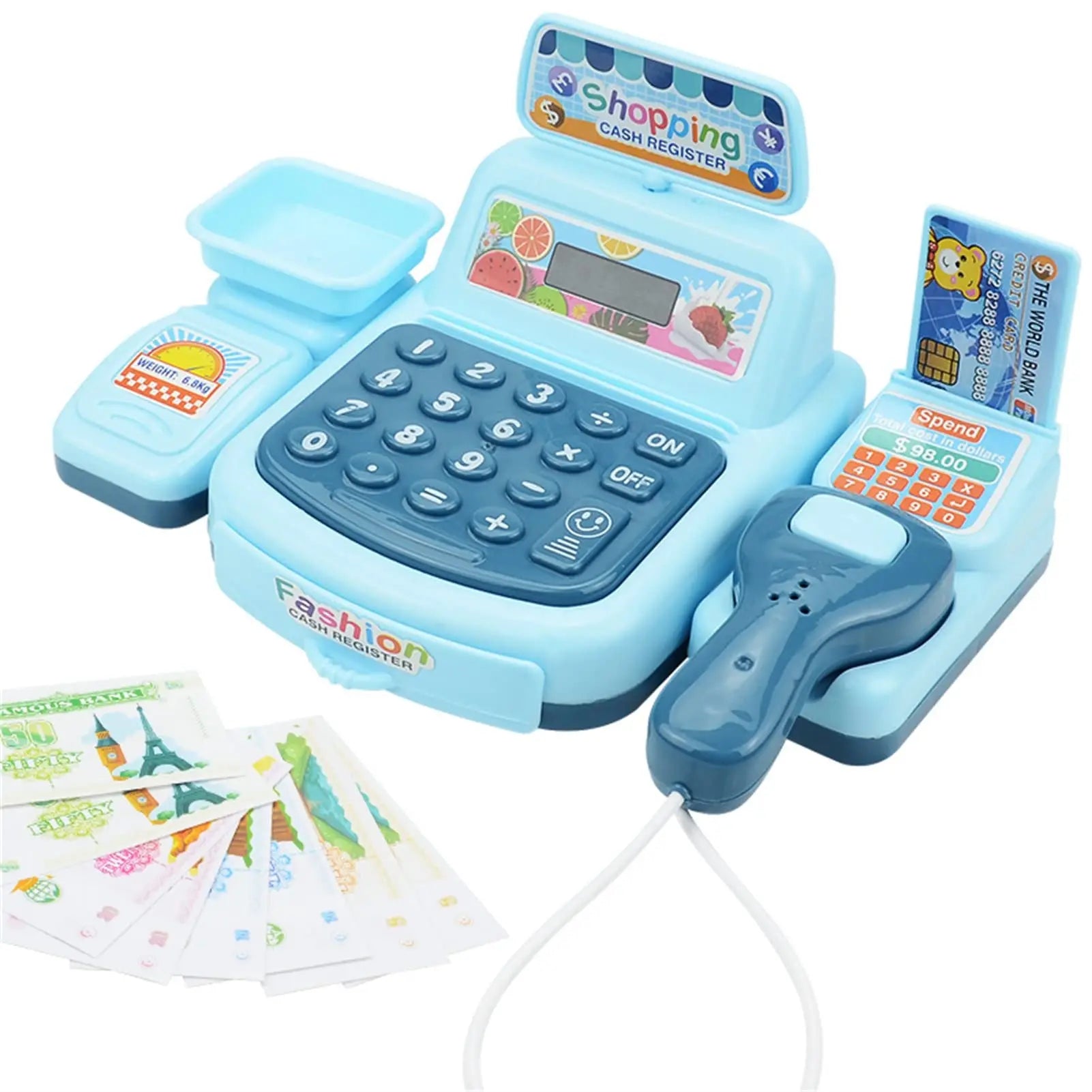 KTX-154259 Kids Supermarket Checkout Counter Cash Register Toy – Interactive Playset for Ages 7M-6Y