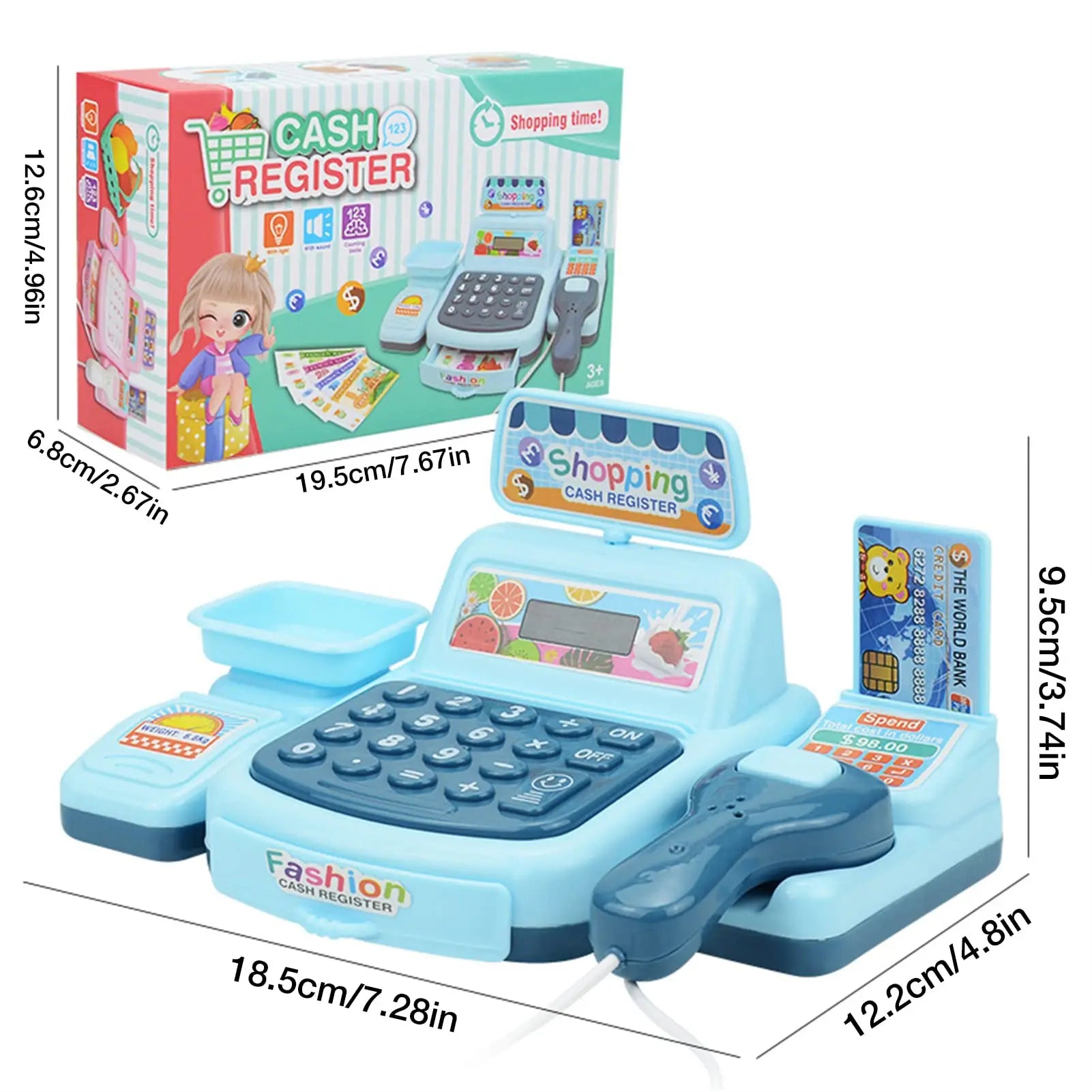 KTX-154259 Kids Supermarket Checkout Counter Cash Register Toy – Interactive Playset for Ages 7M-6Y