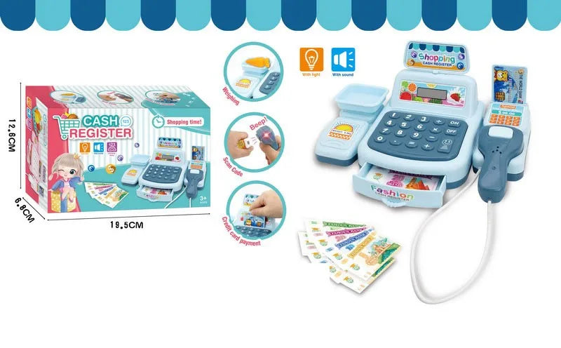 KTX-154259 Kids Supermarket Checkout Counter Cash Register Toy – Interactive Playset for Ages 7M-6Y