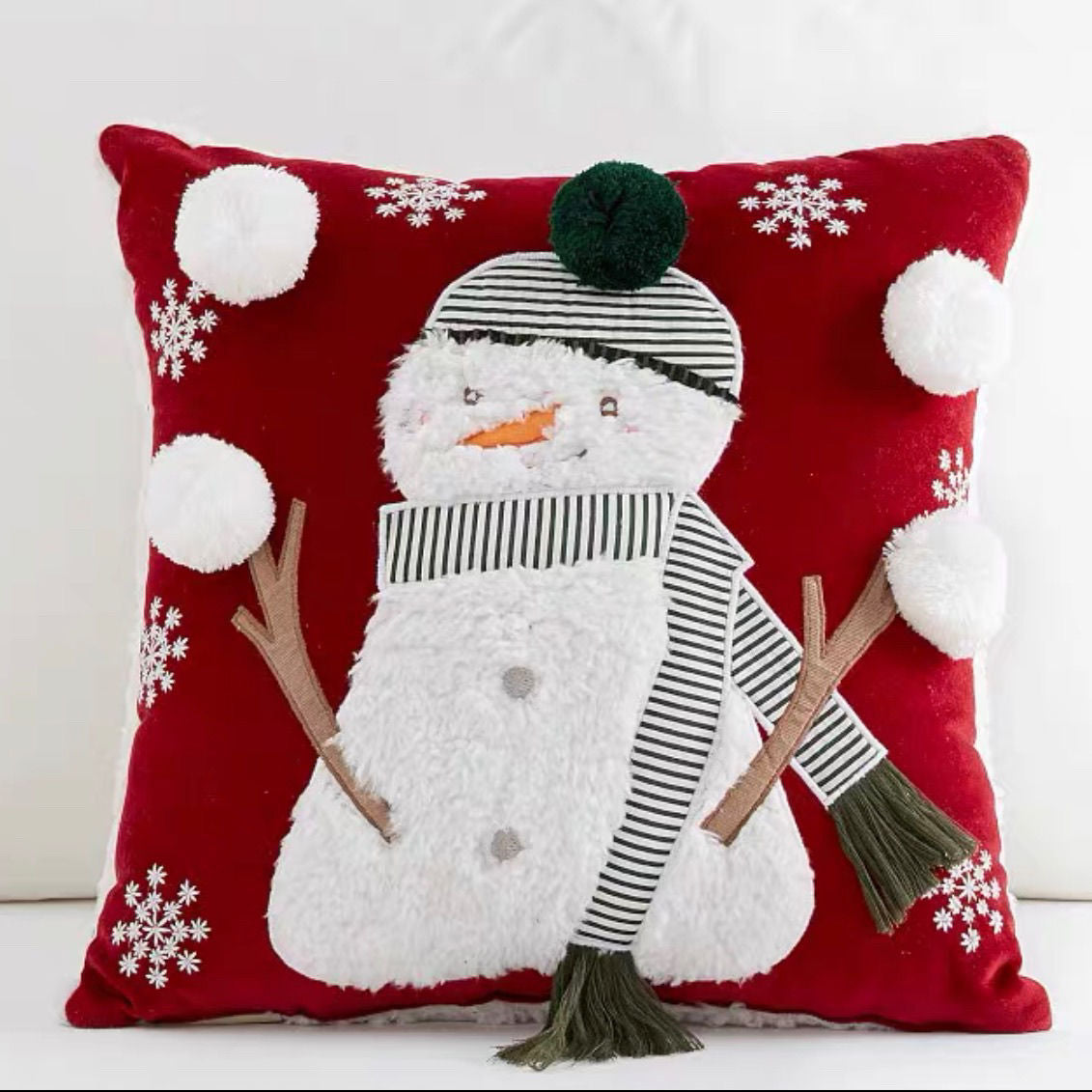 KTX-154387 Christmas Decorative Embroidered Pillows Collection – FALALA, HOHOHO, Snowman, Santa & More