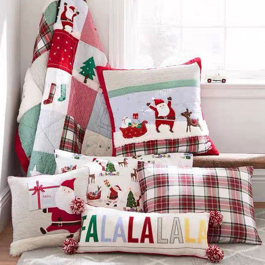 KTX-154387 Christmas Decorative Embroidered Pillows Collection – FALALA, HOHOHO, Snowman, Santa & More