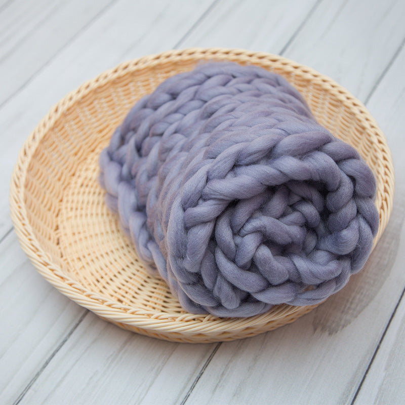 KTX-154387 Soft Cotton Newborn Photo Blanket in Gray, Rose Red, and Dark Blue - Perfect for Photography Props