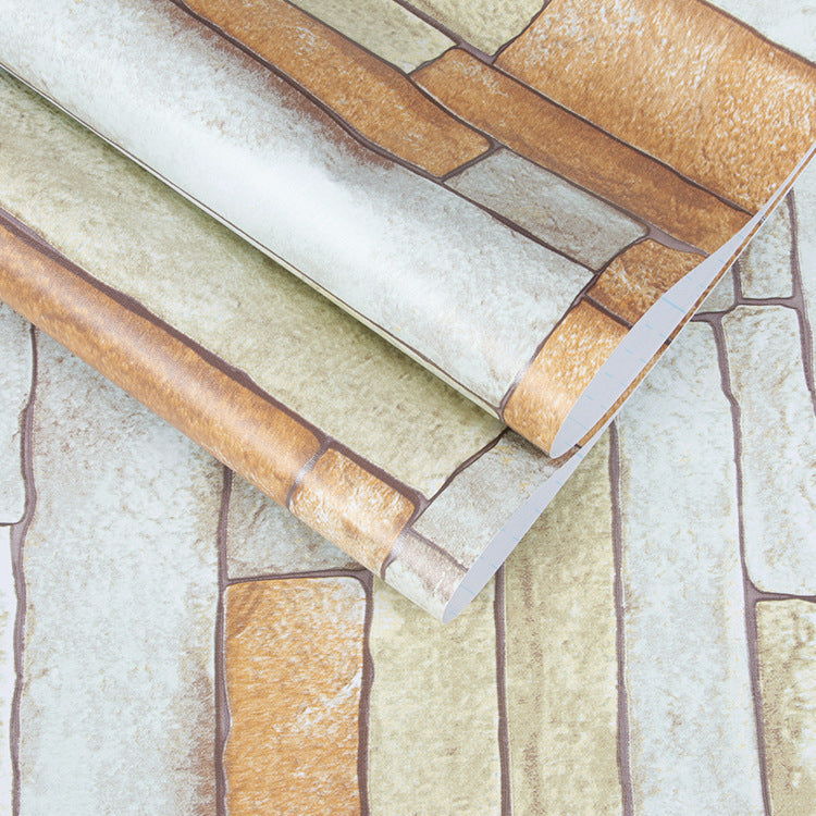 KTX-154515 Self-Adhesive 3D Gray Brick PVC Wallpaper for Home Decoration - 45cm x 10m