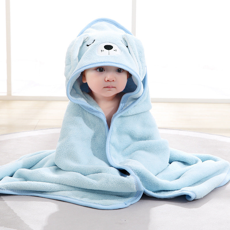 KTX-154899 Cartoon Animal Swaddle Bath Towel - Soft Polyester Fiber Baby Blanket, 80x80cm